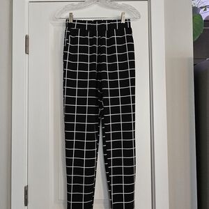 Black and White Grid Pattern Women's Pants
